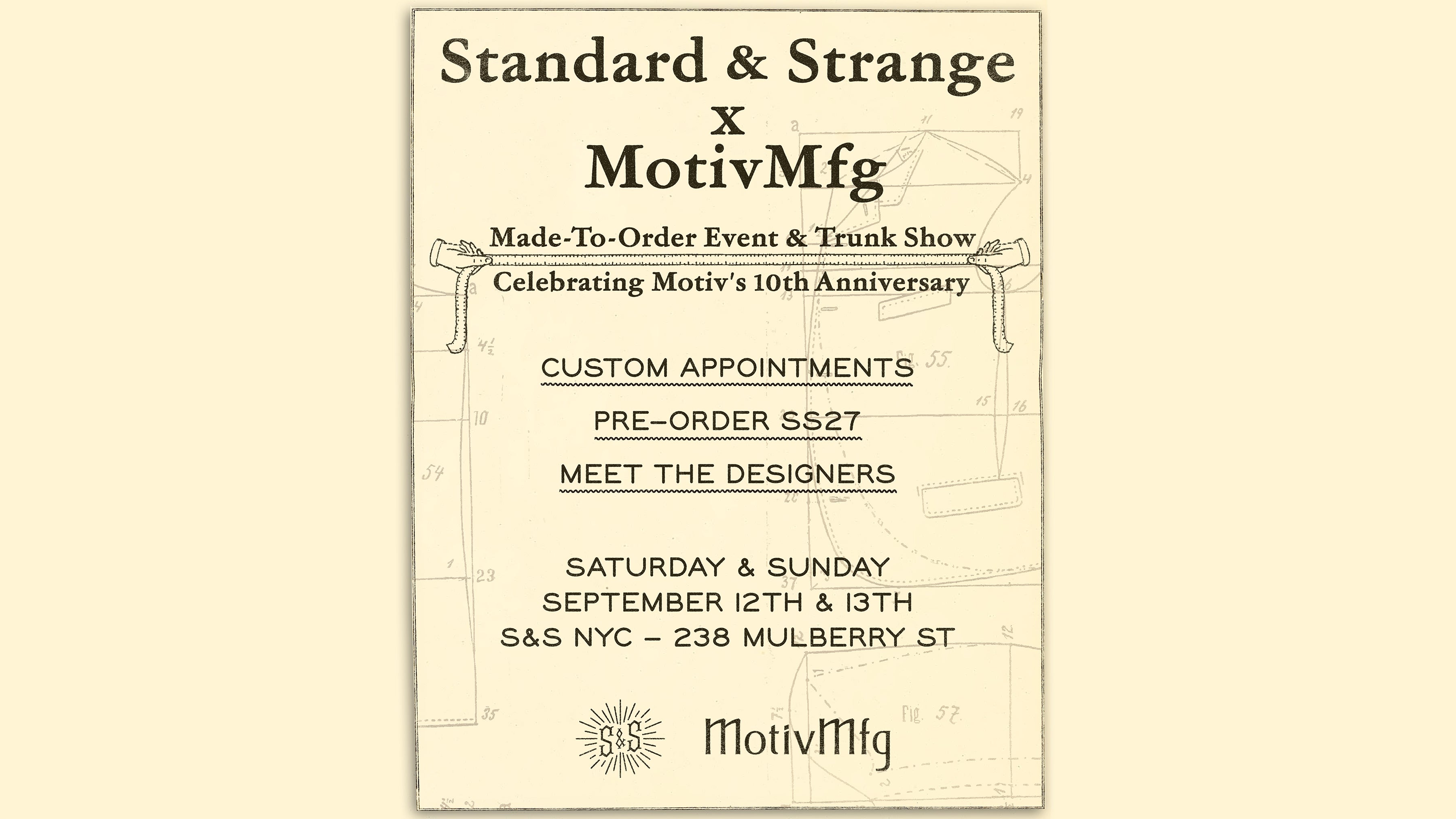 S&S x MotivMFG Trunk Show + Made-To-Order Event!