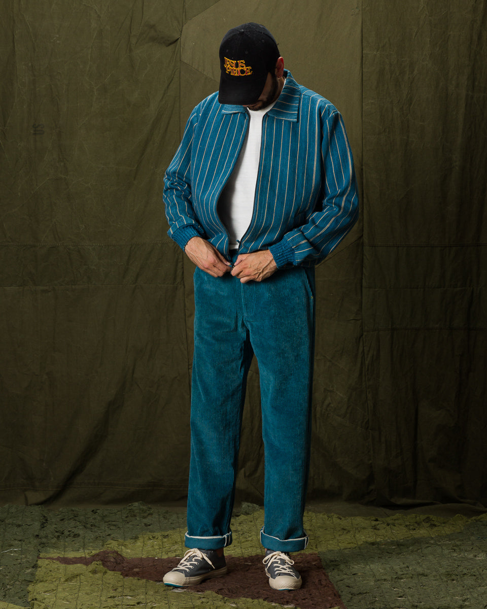 11.11 Nick Bomber - Yarn Dyed Stripe Turquoise Denim - Standard & Strange