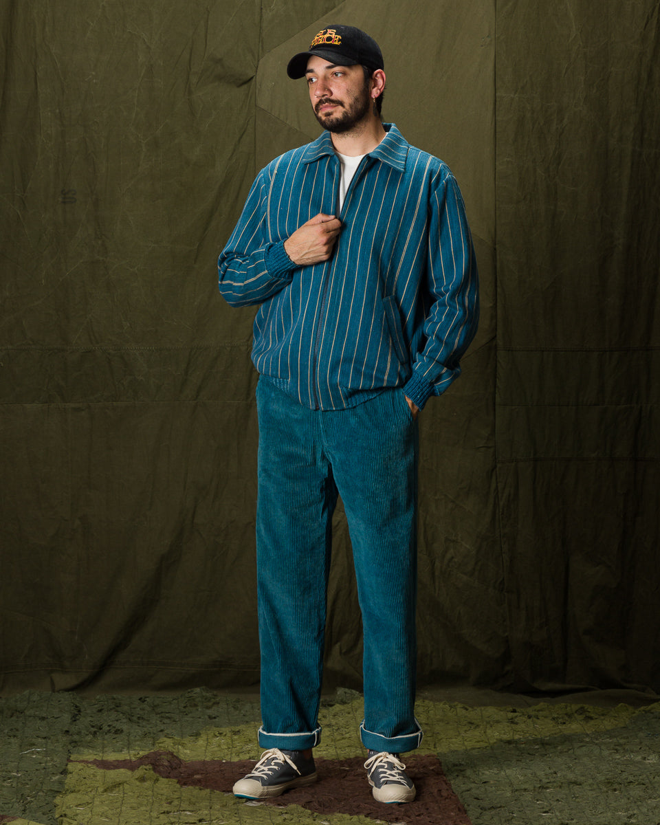 11.11 Nick Bomber - Yarn Dyed Stripe Turquoise Denim - Standard & Strange