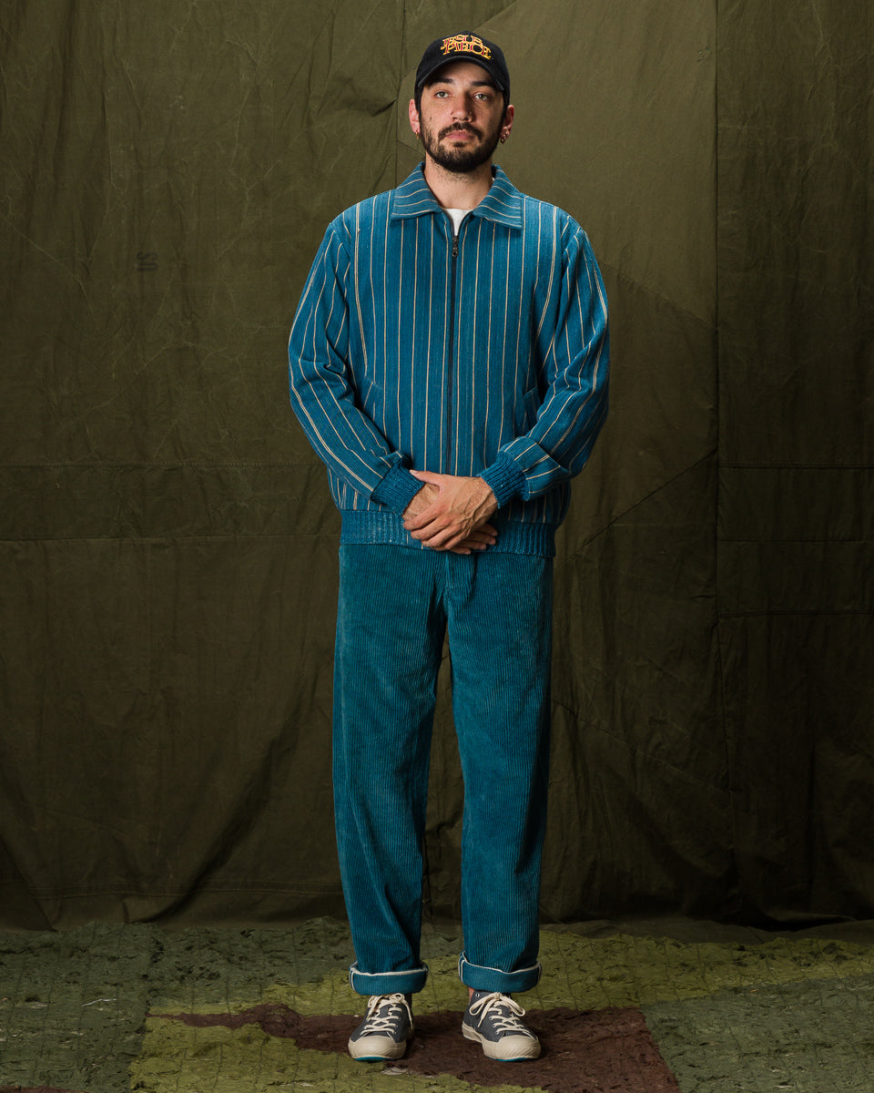 11.11 Nick Bomber - Yarn Dyed Stripe Turquoise Denim - Standard & Strange