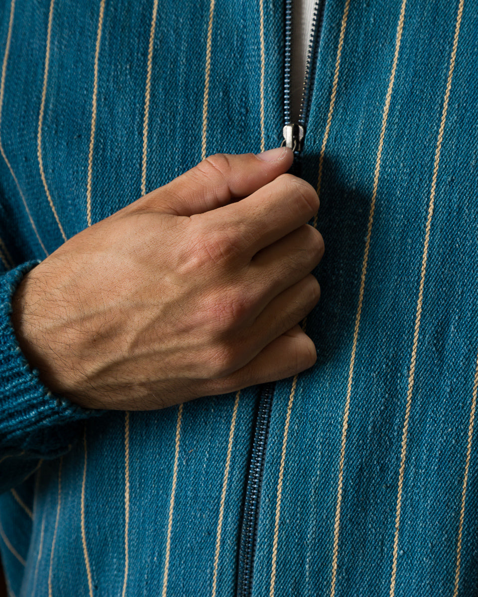 11.11 Nick Bomber - Yarn Dyed Stripe Turquoise Denim - Standard & Strange