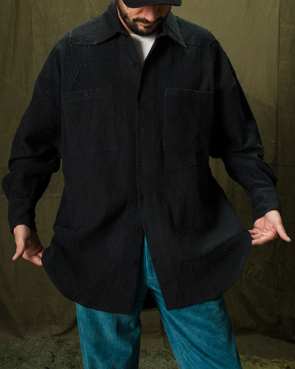 11.11 V Boy Shirt - Black Patchwork - Standard & Strange