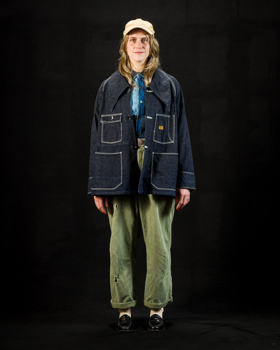 12oz Denim Large Pointed Collar BELL Coverall - IDG