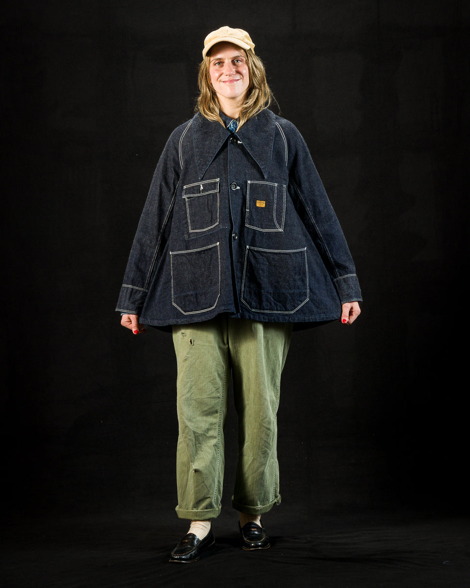 12oz Denim Large Pointed Collar BELL Coverall - IDG