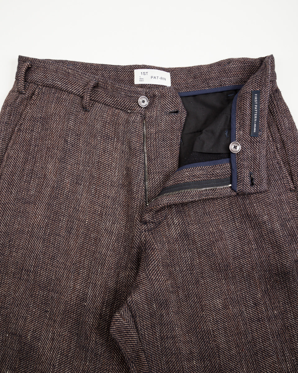 1st PAT-RN Logan Trousers - Melange Brown Herringbone - Standard & Strange