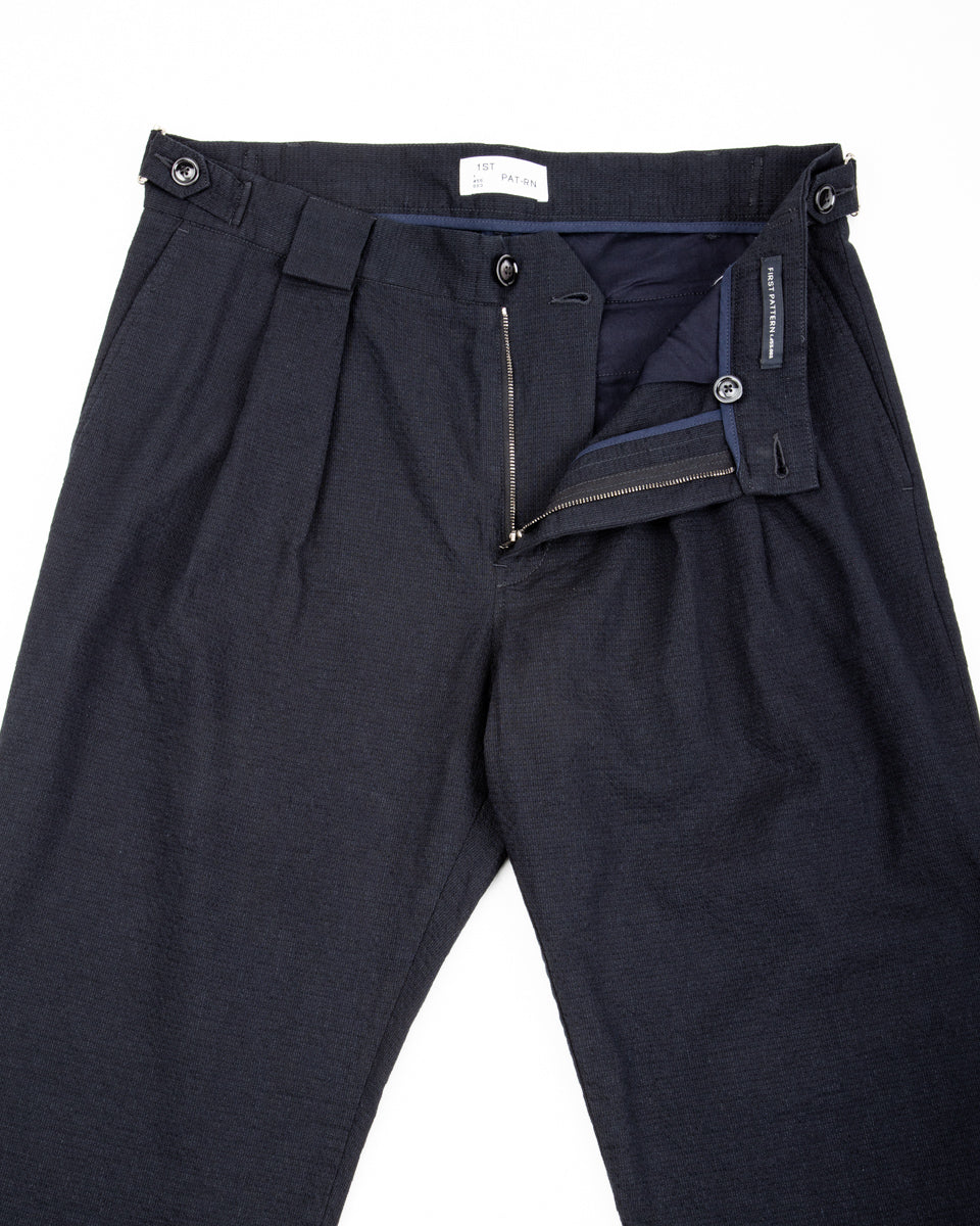 1st PAT-RN Georg Trousers - Dark Blue Pinpoint Cotton/Linen - Standard & Strange