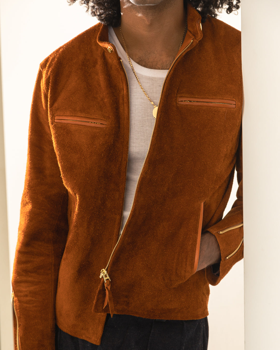 Y'2 Leather Steer Suede Single Riders Jacket (TR-64) - Camel - Standard & Strange