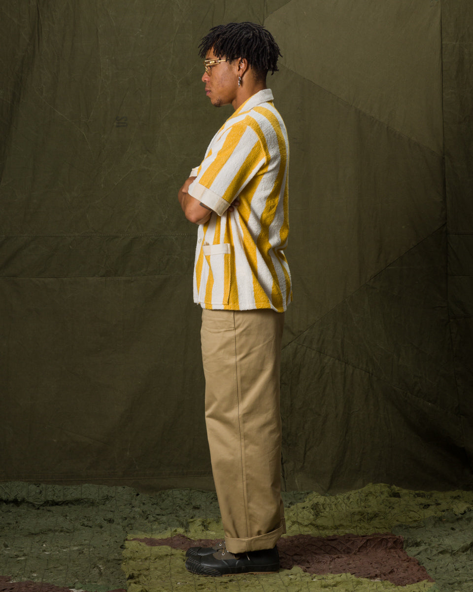 The Real McCoy's Stripe Cotton Pile Beach Shirt - Yellow - Standard & Strange