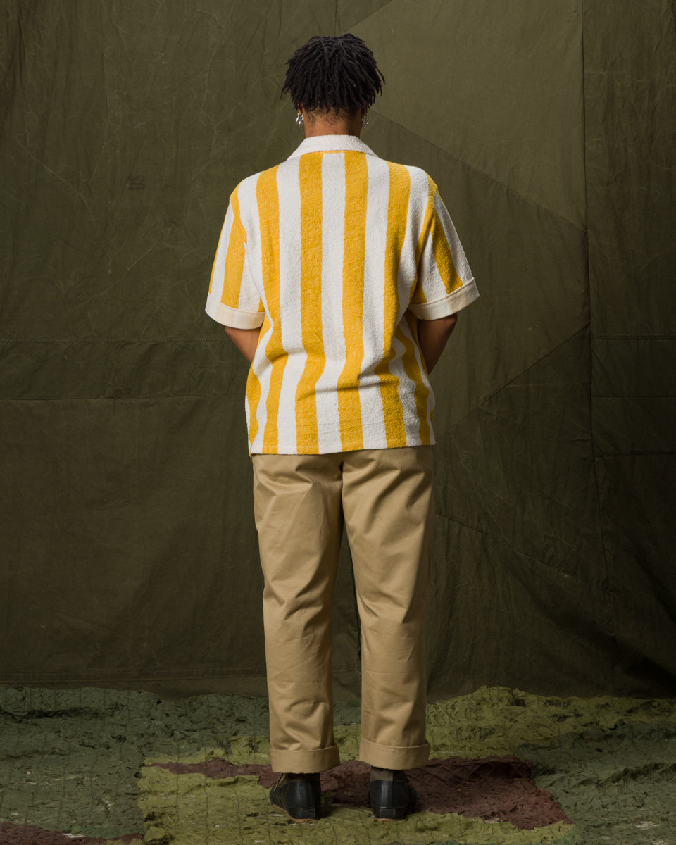 The Real McCoy's Stripe Cotton Pile Beach Shirt - Yellow - Standard & Strange
