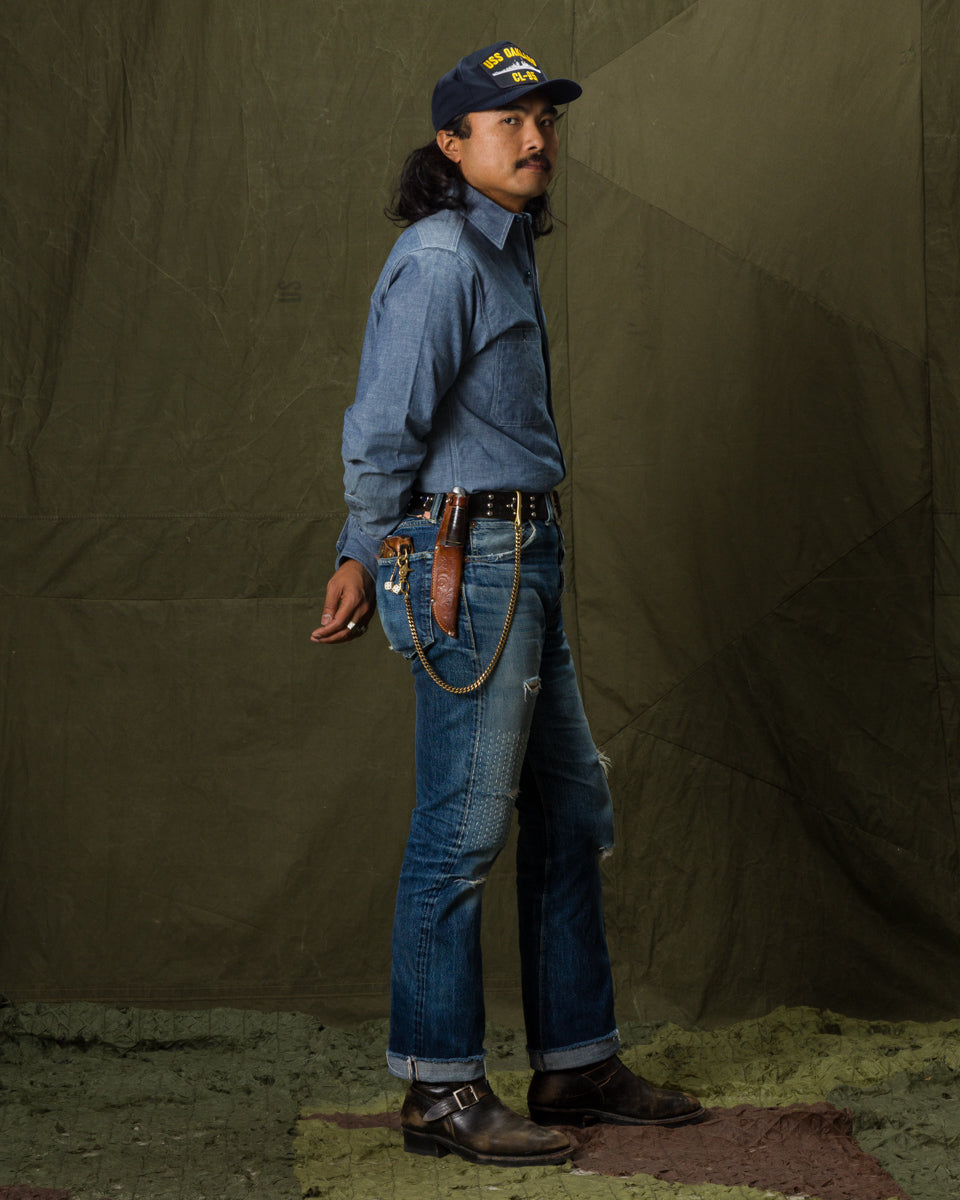 The Real McCoy's U.S. Navy Chambray L/S Shirt - Light Blue - Standard & Strange