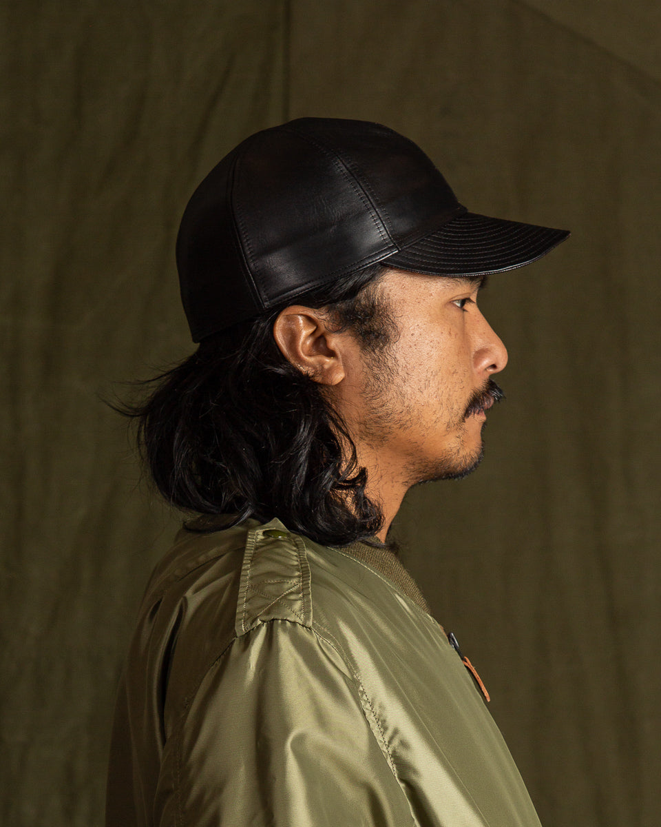 Papa Nui A-26 Cap - Black Shinki Horsehide - Standard & Strange