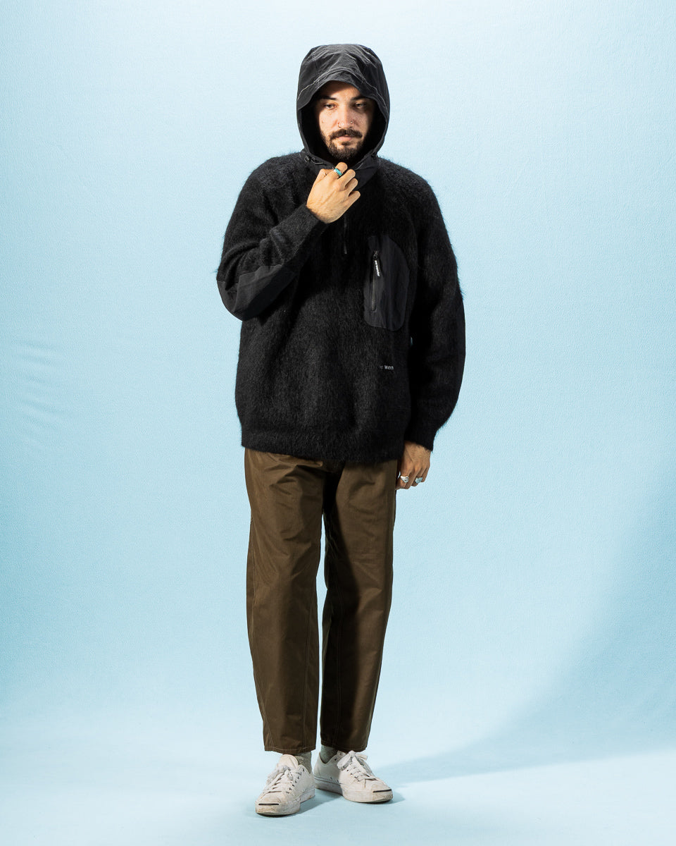 And Wander Mohair Wool Knit Hoodie - Black - Standard & Strange