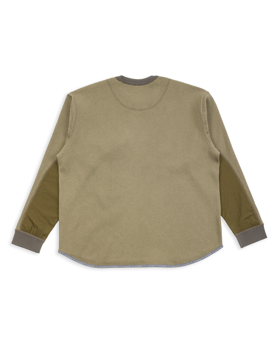And Wander PE Waffle Long Sleeve Tee - Khaki - Standard & Strange