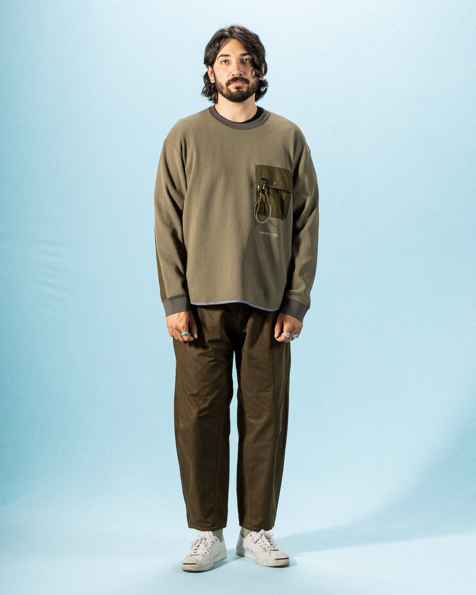 And Wander PE Waffle Long Sleeve Tee - Khaki - Standard & Strange