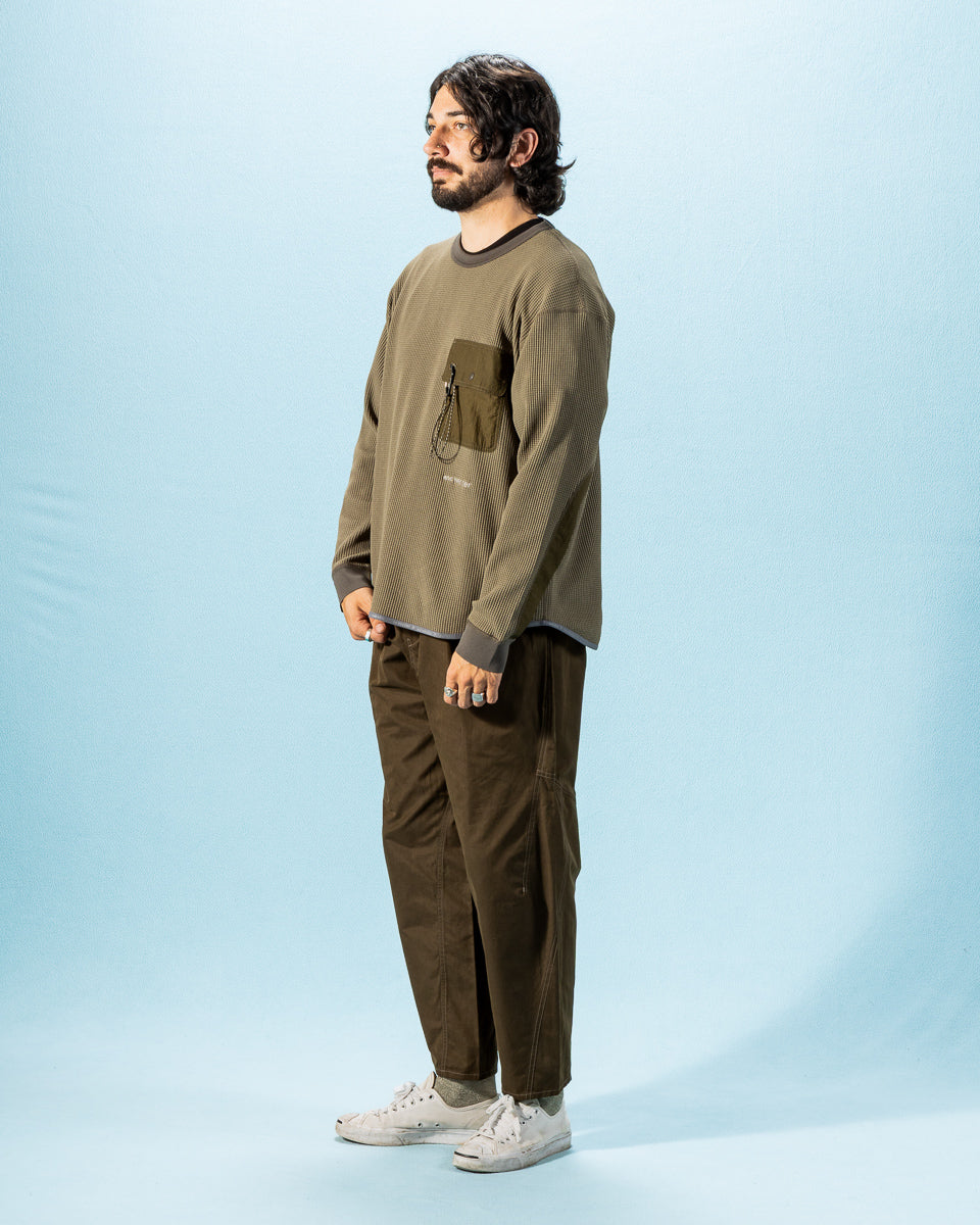 And Wander PE Waffle Long Sleeve Tee - Khaki - Standard & Strange