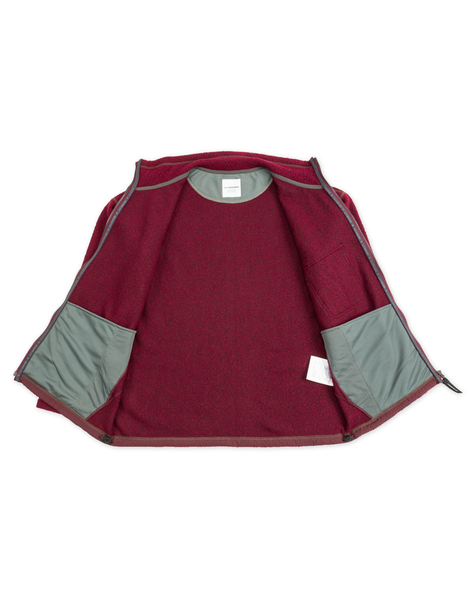 And Wander Re Wool JQ Stand Zip - Bordeaux - Standard & Strange
