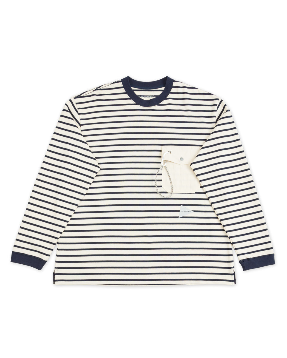And Wander Stripe Pocket L/S T - Off White Large – Standard & Strange