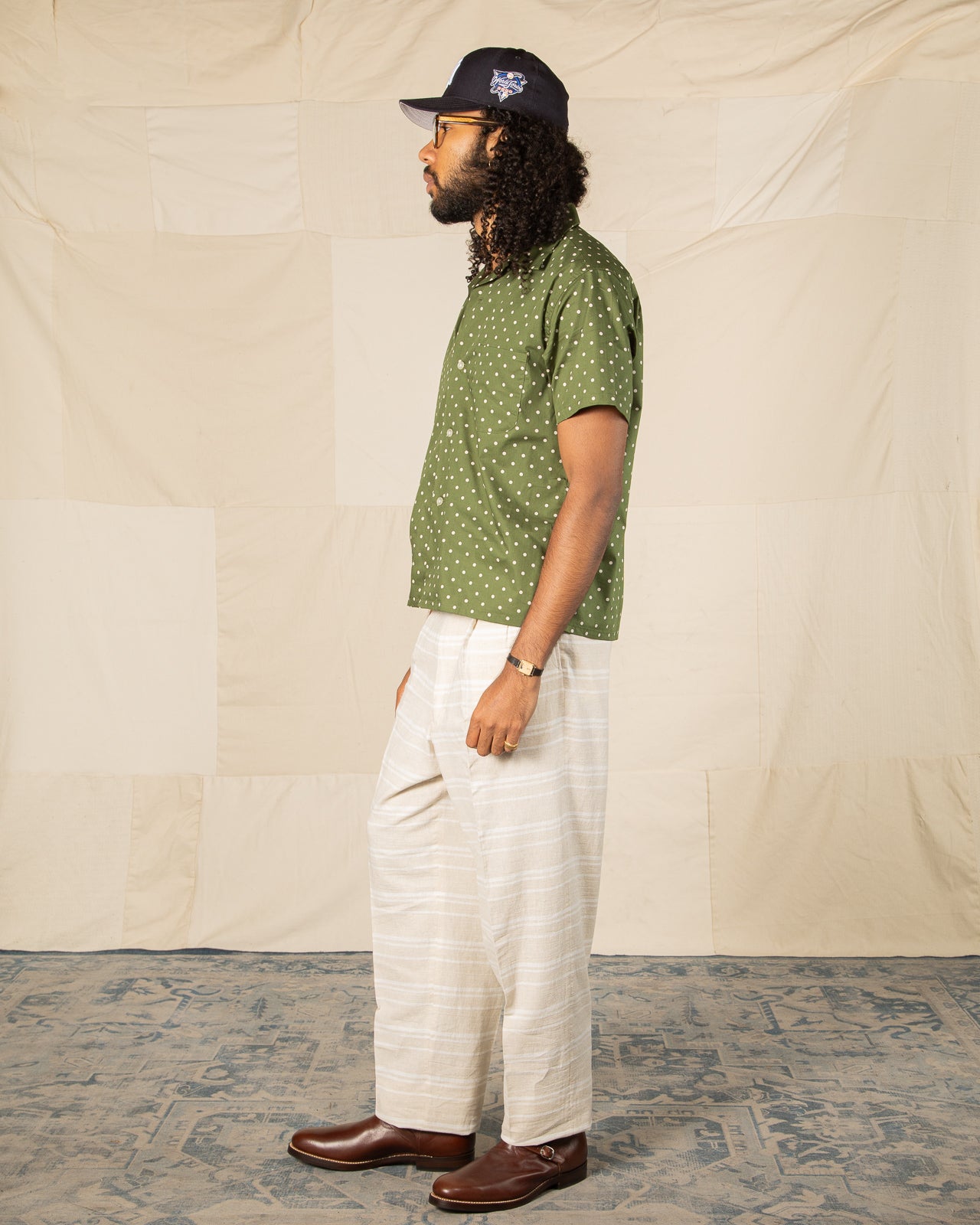 Attractions Double Pleats Border Trousers - Ivory - Standard & Strange