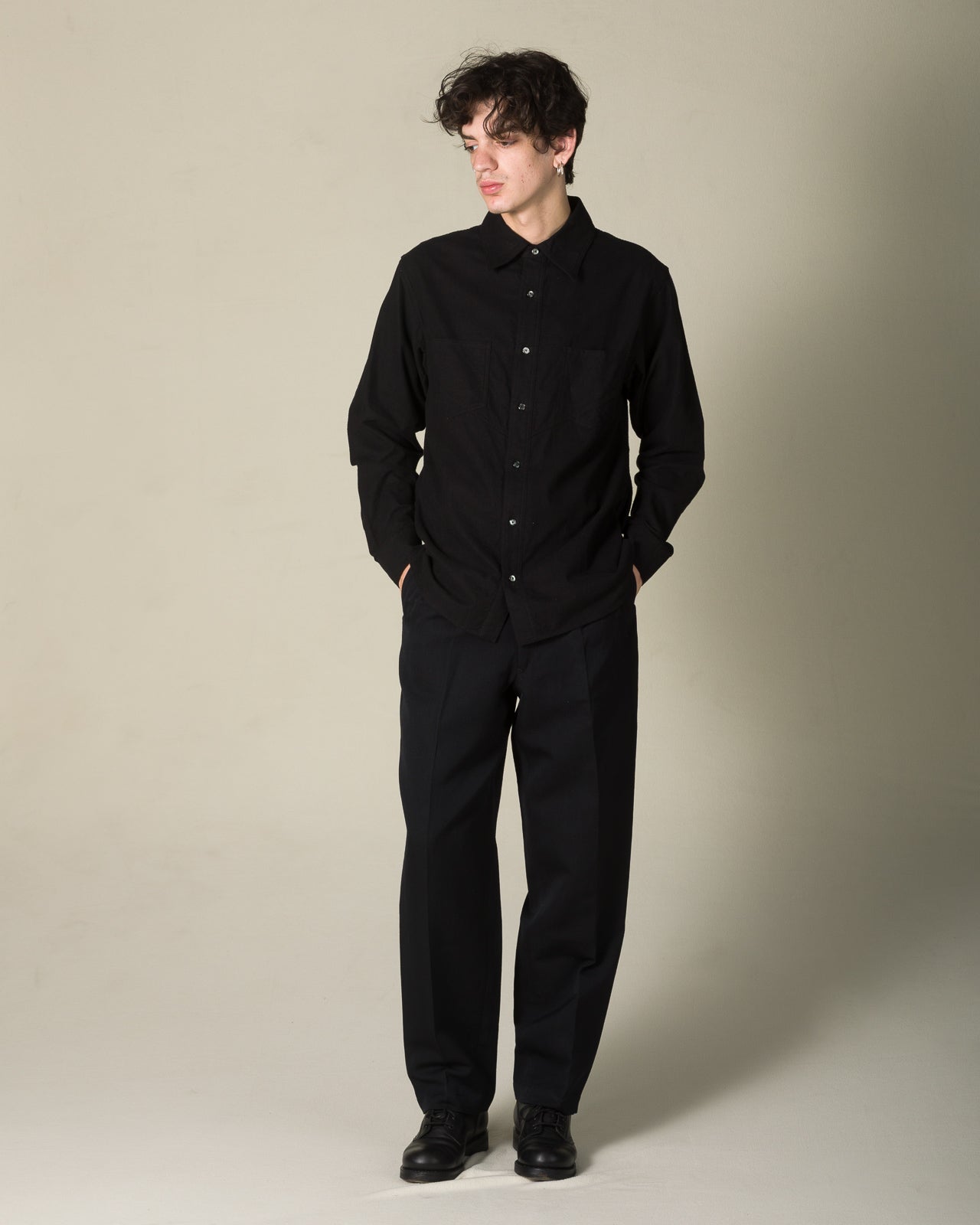 Attractions Double Pleats Trousers - Black Wool Linen - Standard & Strange