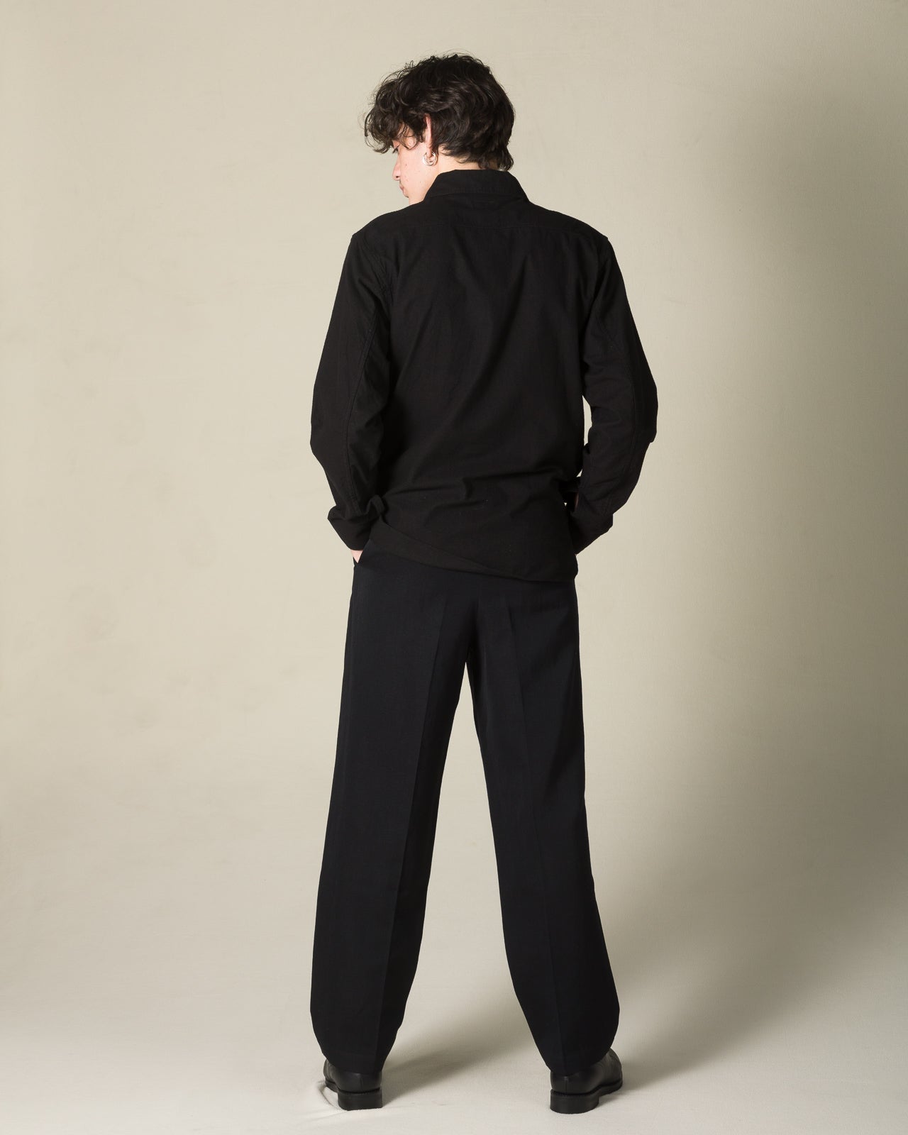Attractions Double Pleats Trousers - Black Wool Linen - Standard & Strange