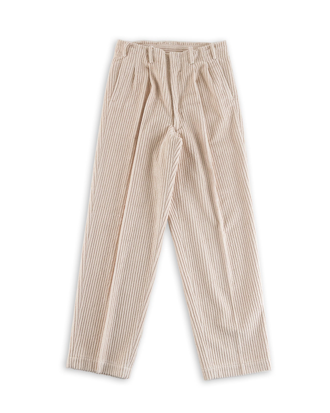 Attractions Double Pleats Trousers - White Wide Wale Corduroy - Standard & Strange