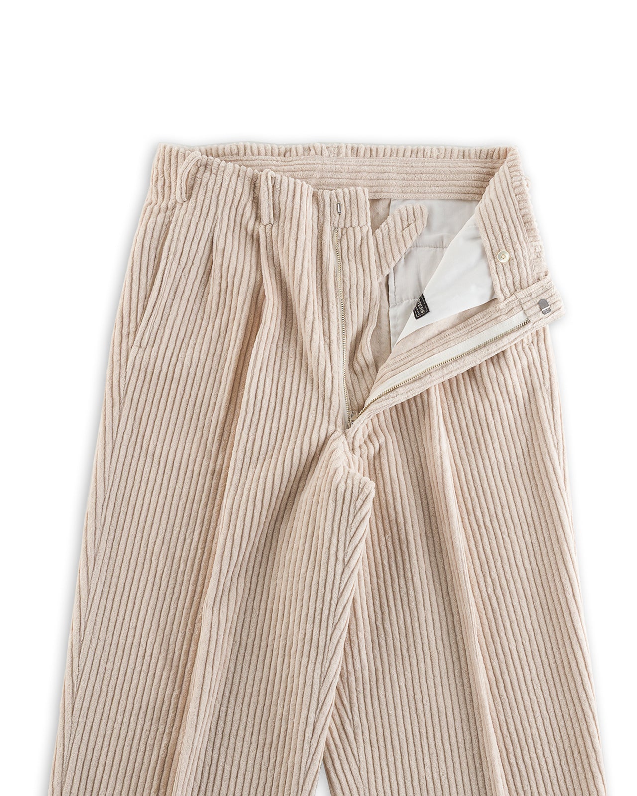 Attractions Double Pleats Trousers - White Wide Wale Corduroy - Standard & Strange