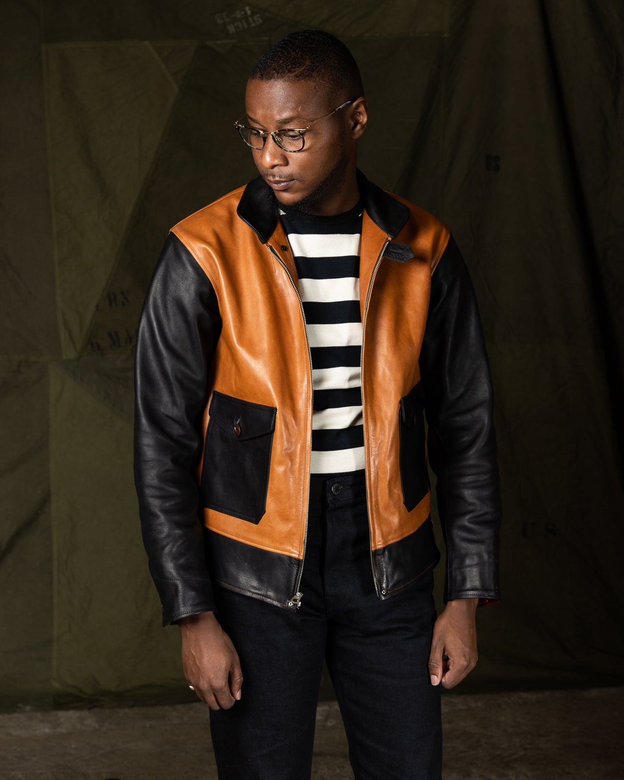 Attractions Horsehide A-1 Zip Jacket - Black / Brown - Standard & Strange