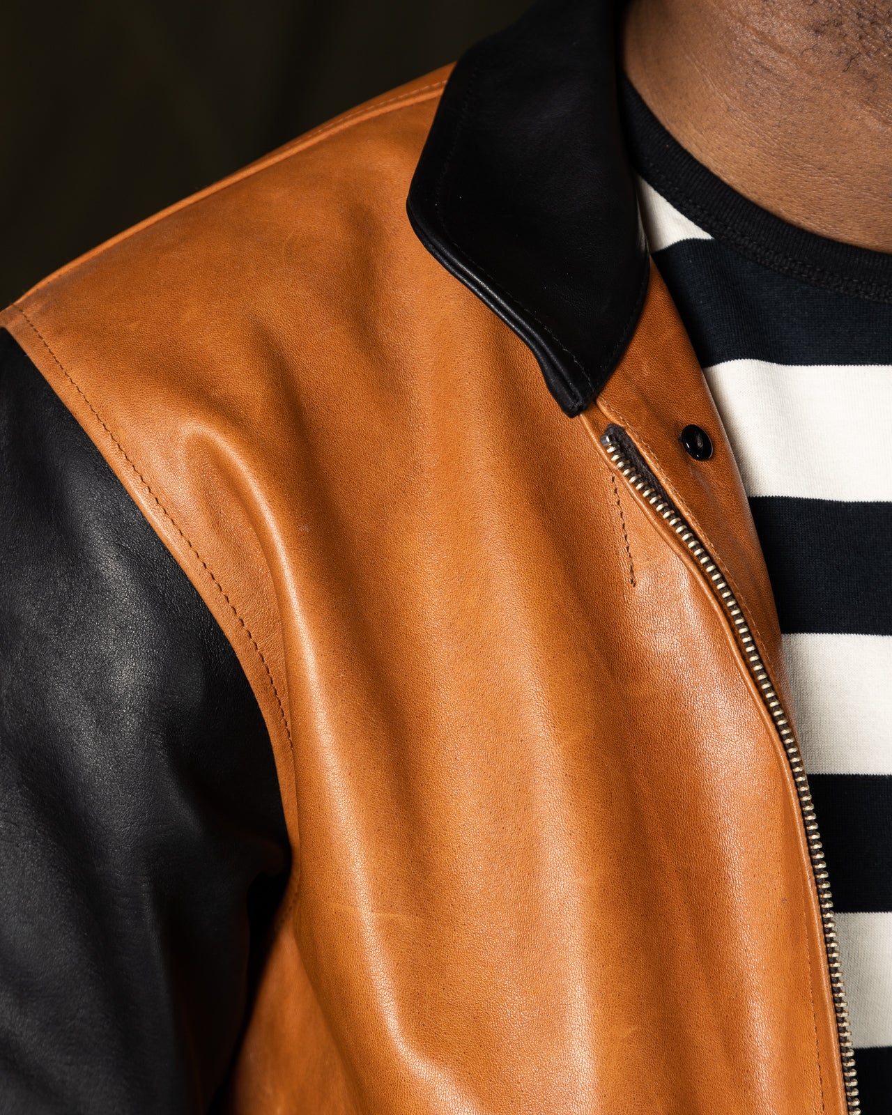 Attractions Horsehide A-1 Zip Jacket - Black / Brown - Standard & Strange