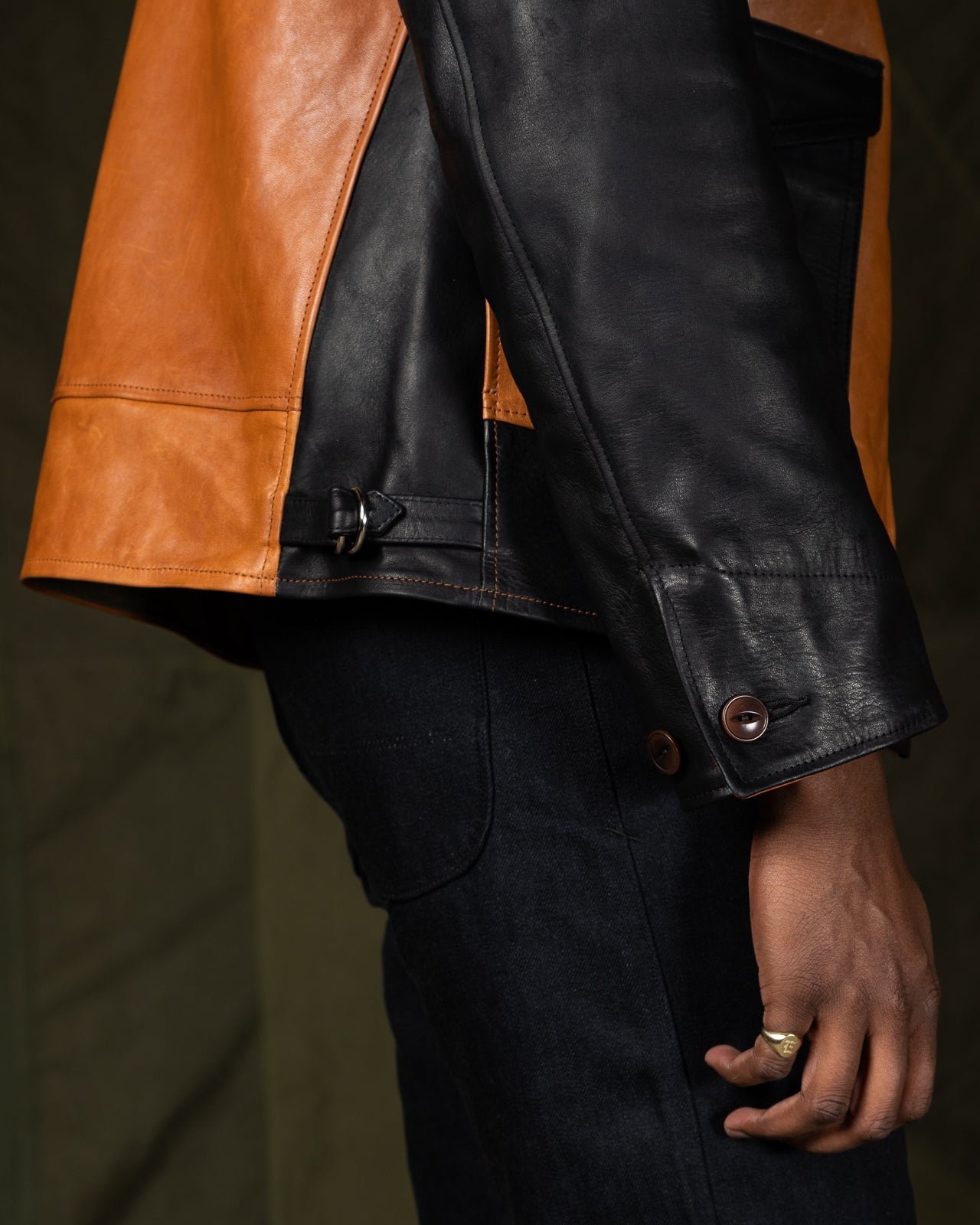 Attractions Horsehide A-1 Zip Jacket - Black / Brown - Standard & Strange