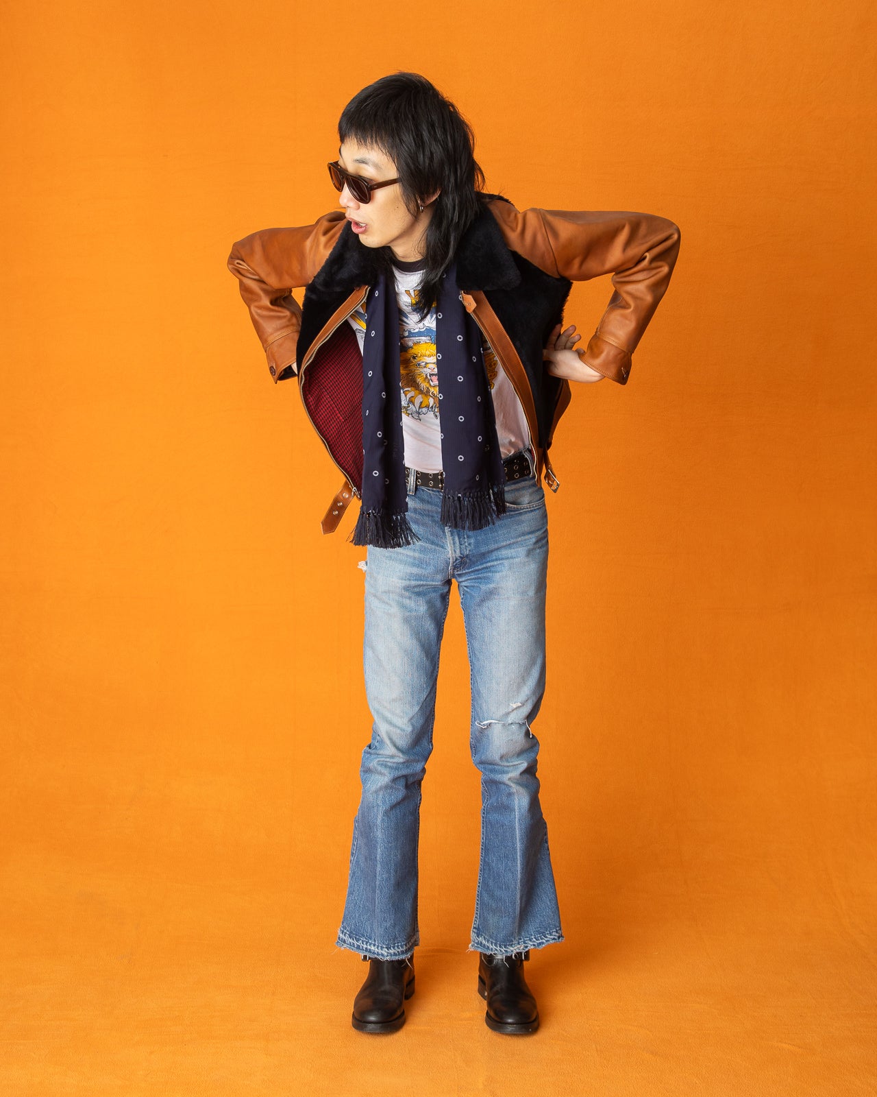 Attractions Limited Guidi Calfskin Grizzly Jacket - Brown x Navy - Standard & Strange