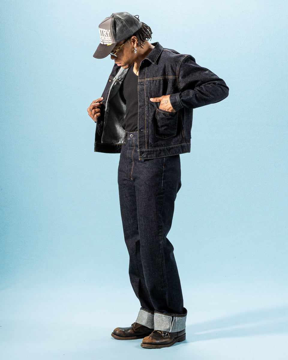 Black Sign 14oz Indigo Denim Pleats Jacket - Standard & Strange