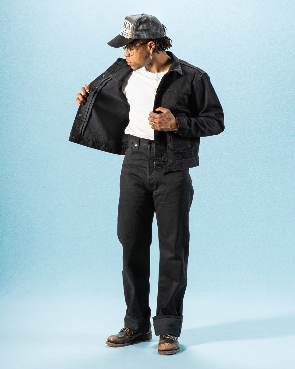 Black Sign 15oz Black Denim Pleats Jacket - Standard & Strange