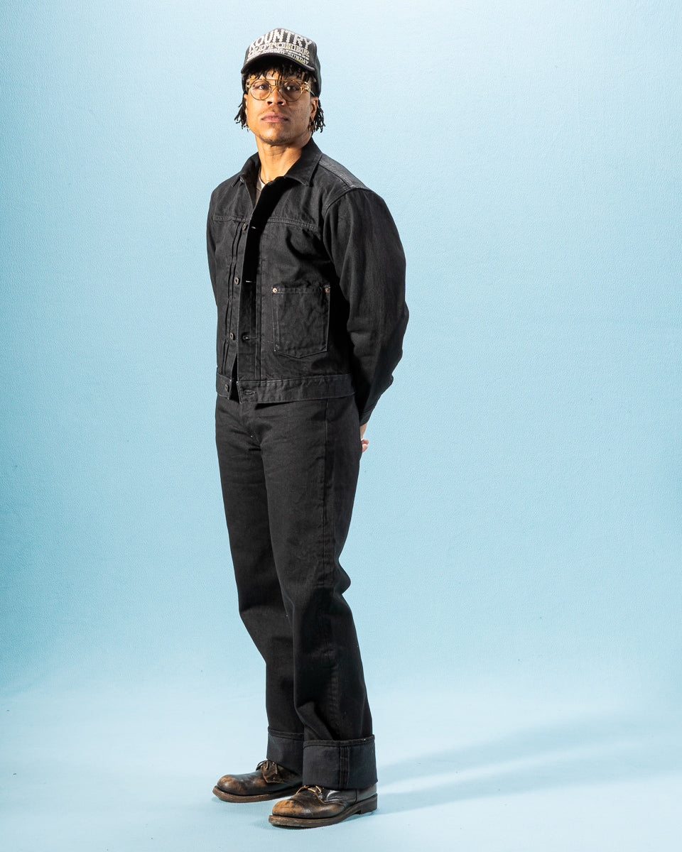 Black Sign 15oz Black Denim Pleats Jacket - Standard & Strange