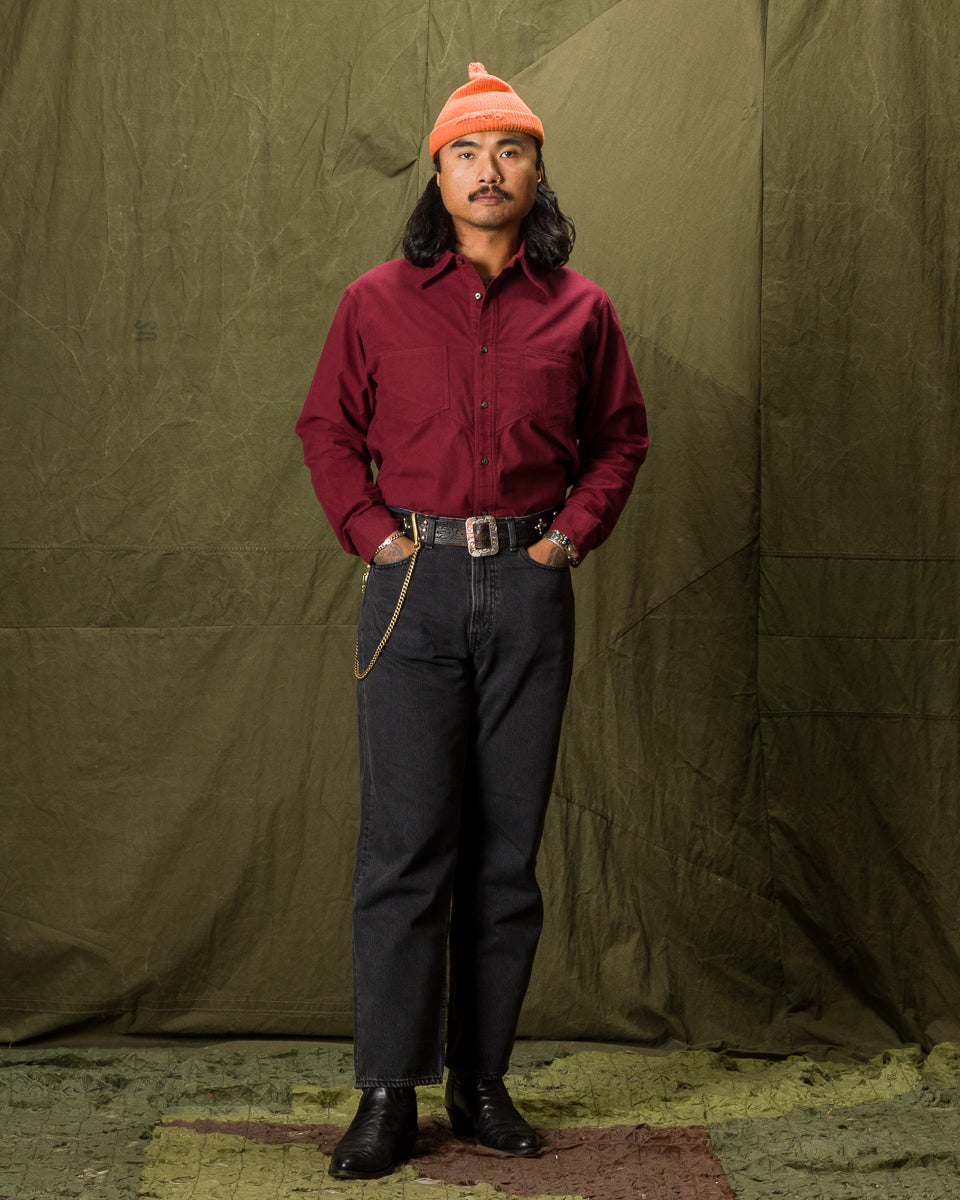 Black Sign 1920s Cow Boy Flannel Shirt - Bordeaux - Standard & Strange