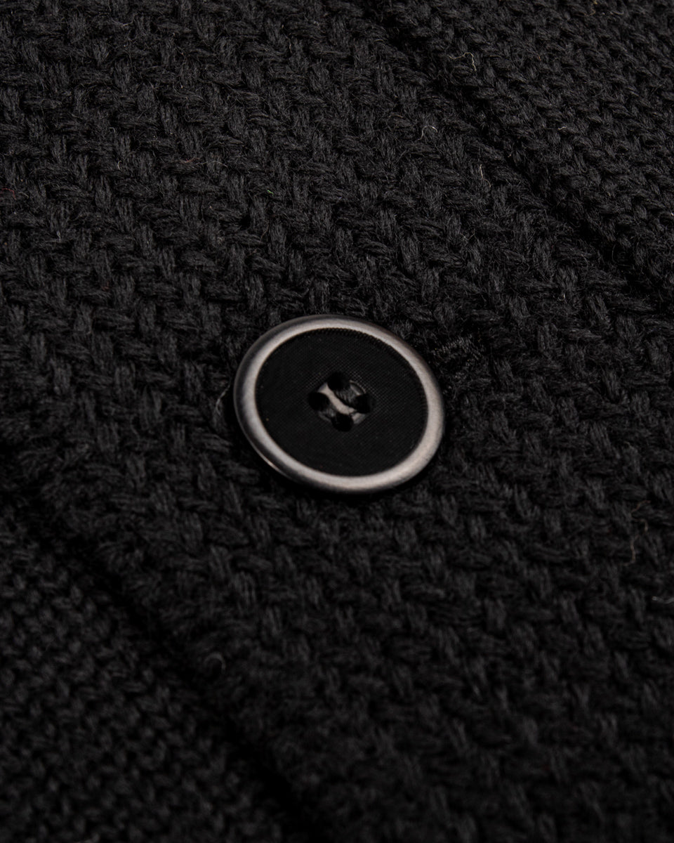 Black Sign 1920s Worsted Byron Collar Jersey x Border Sleeves - Mat Black x Rat Gray Border - Standard & Strange