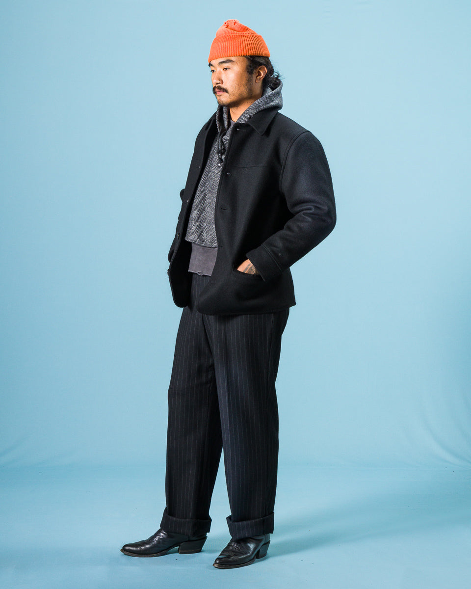 Black Sign 1930s Wool Melton Duce Coat - Midnight Black - Standard & Strange