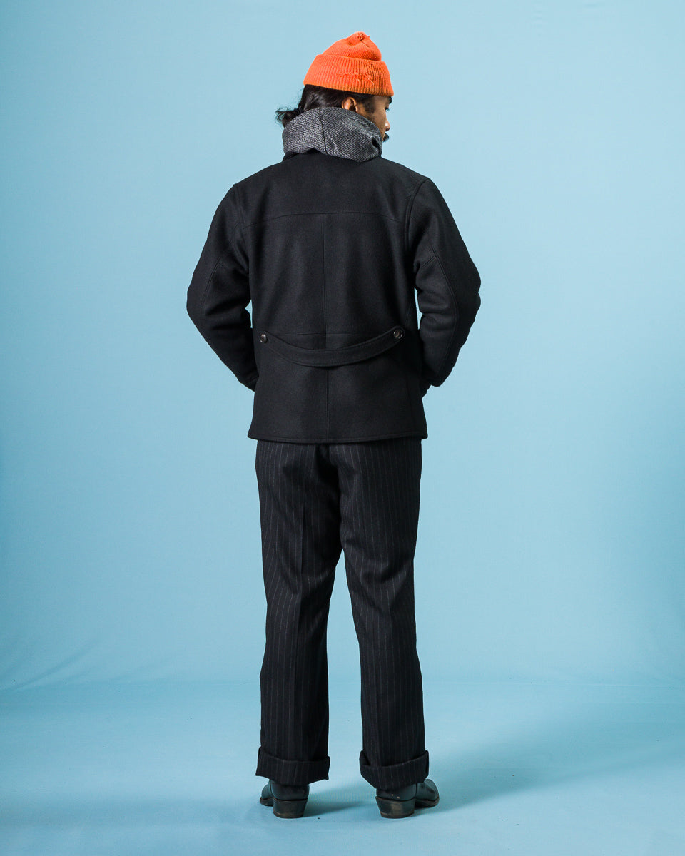 Black Sign 1930s Wool Melton Duce Coat - Midnight Black - Standard & Strange