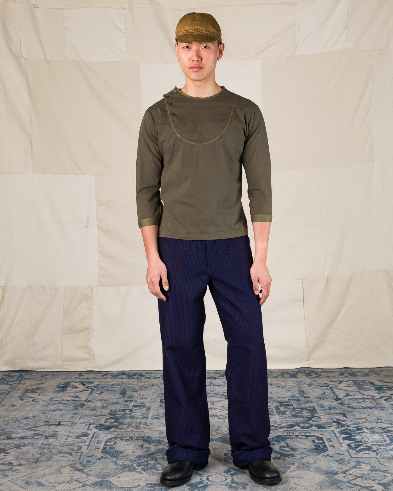 Black Sign 3/4 Sleeve Double Breasted Underwear - Soldier Green - Standard & Strange