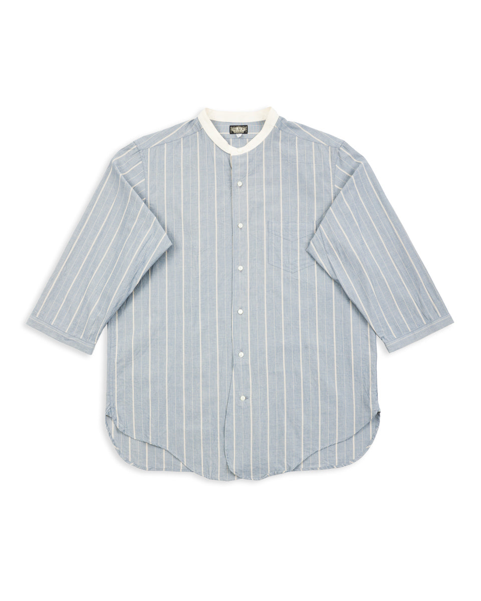 Antique Stripe Band Collar Shirt - Ice Blue – Standard & Strange