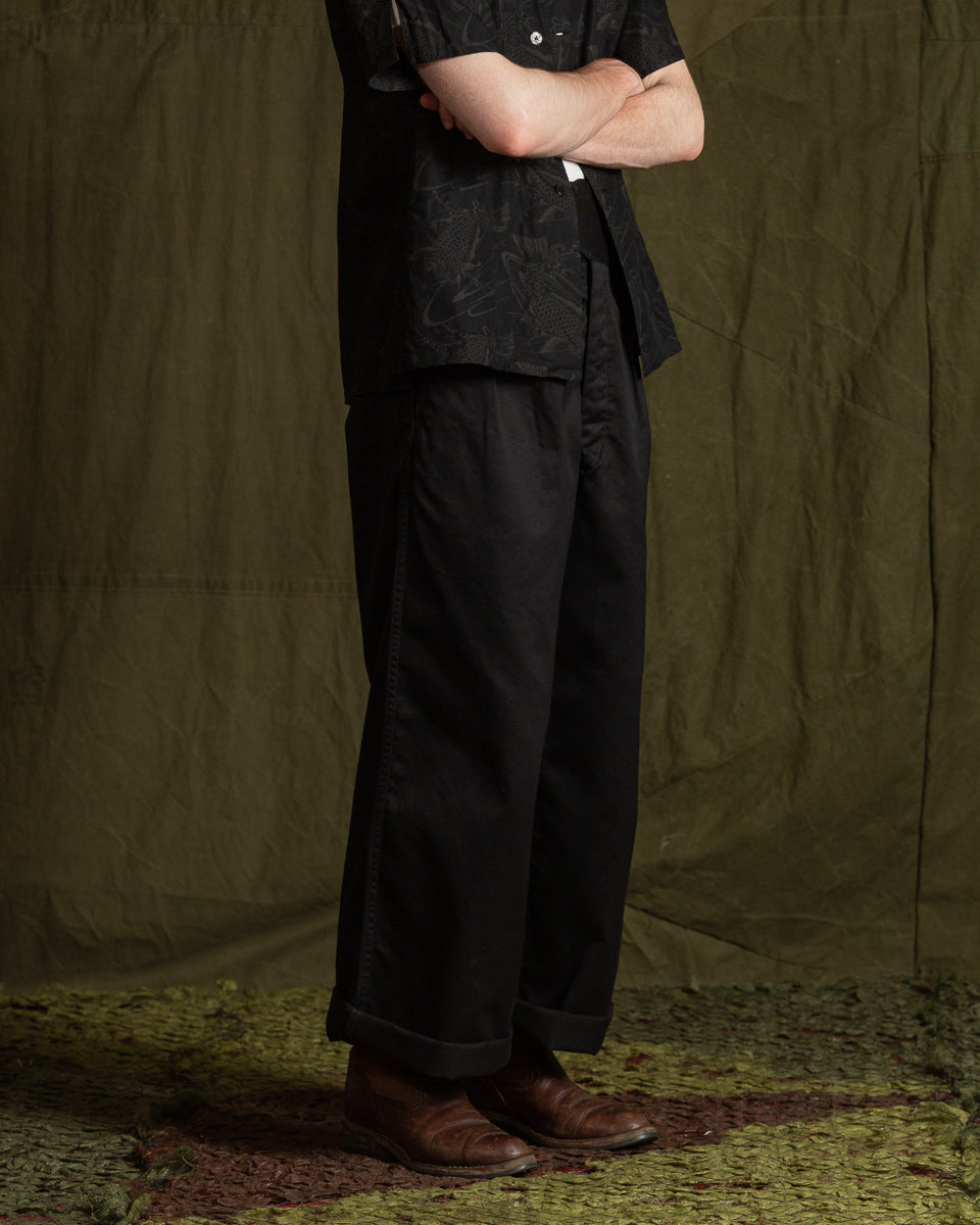 Black Sign Black Chino Wide Gurkha Pants - Midnight Black - Standard & Strange