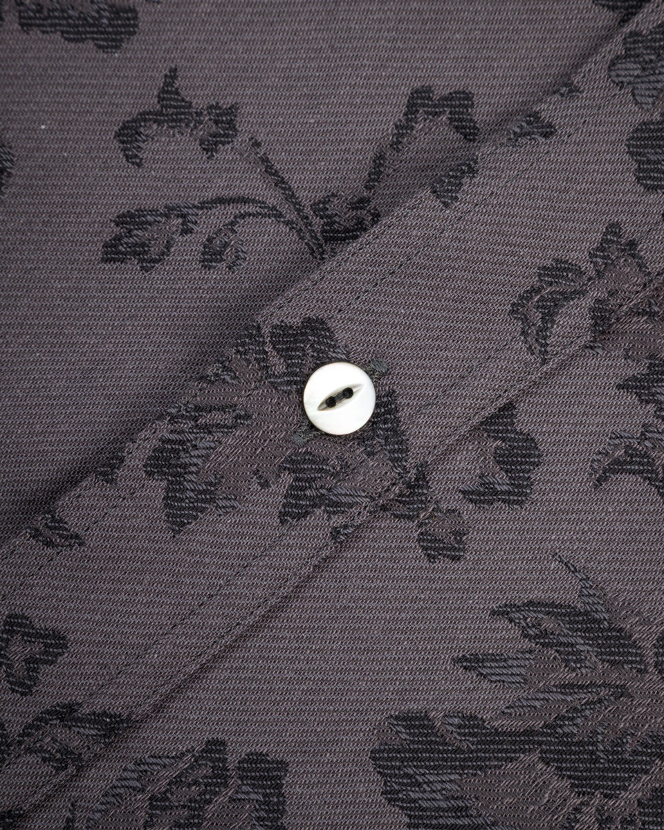Black Sign Flower Jacquard Heavy Weight Open Pocket Work Shirt - Lead Gray - Standard & Strange