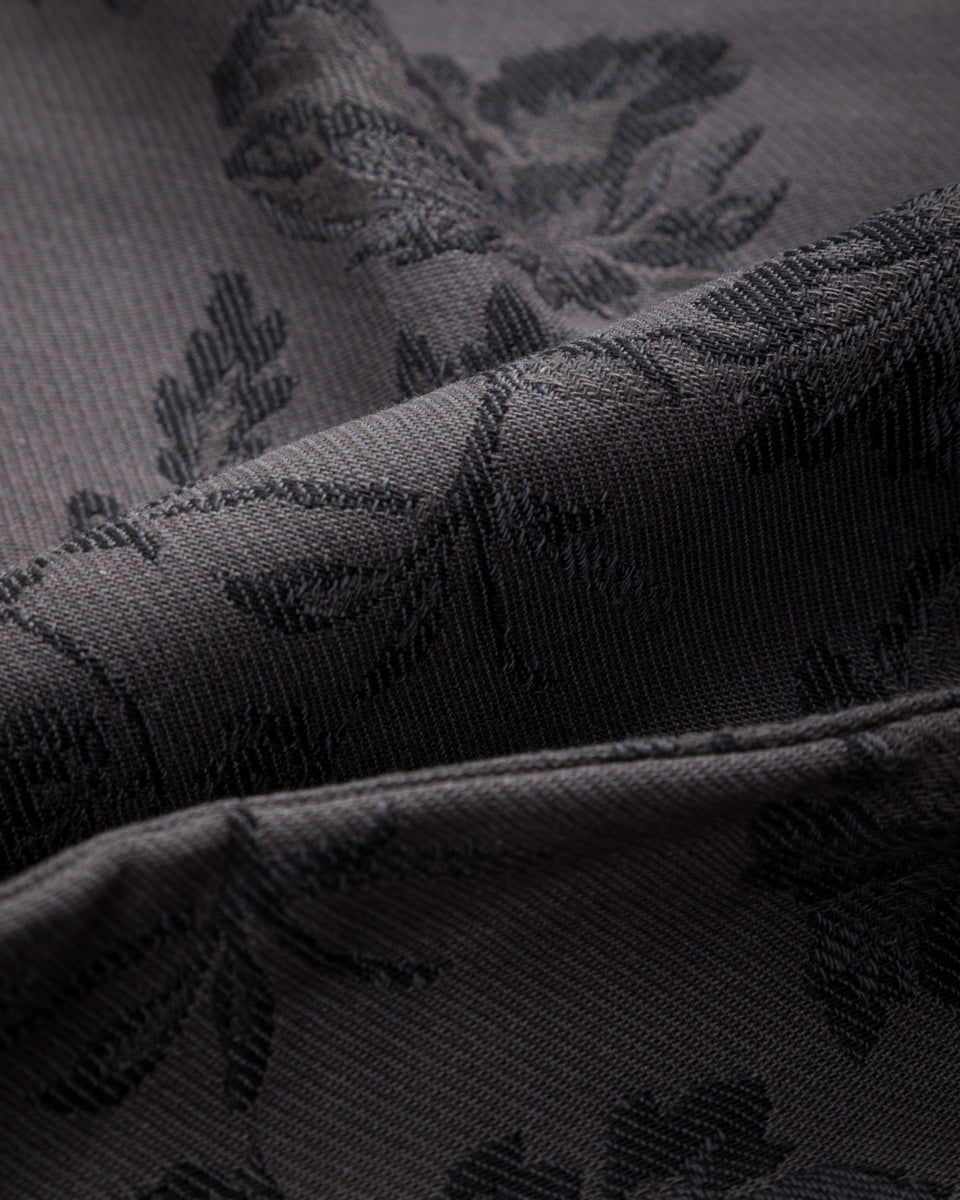 Black Sign Flower Jacquard Heavy Weight Open Pocket Work Shirt - Lead Gray - Standard & Strange