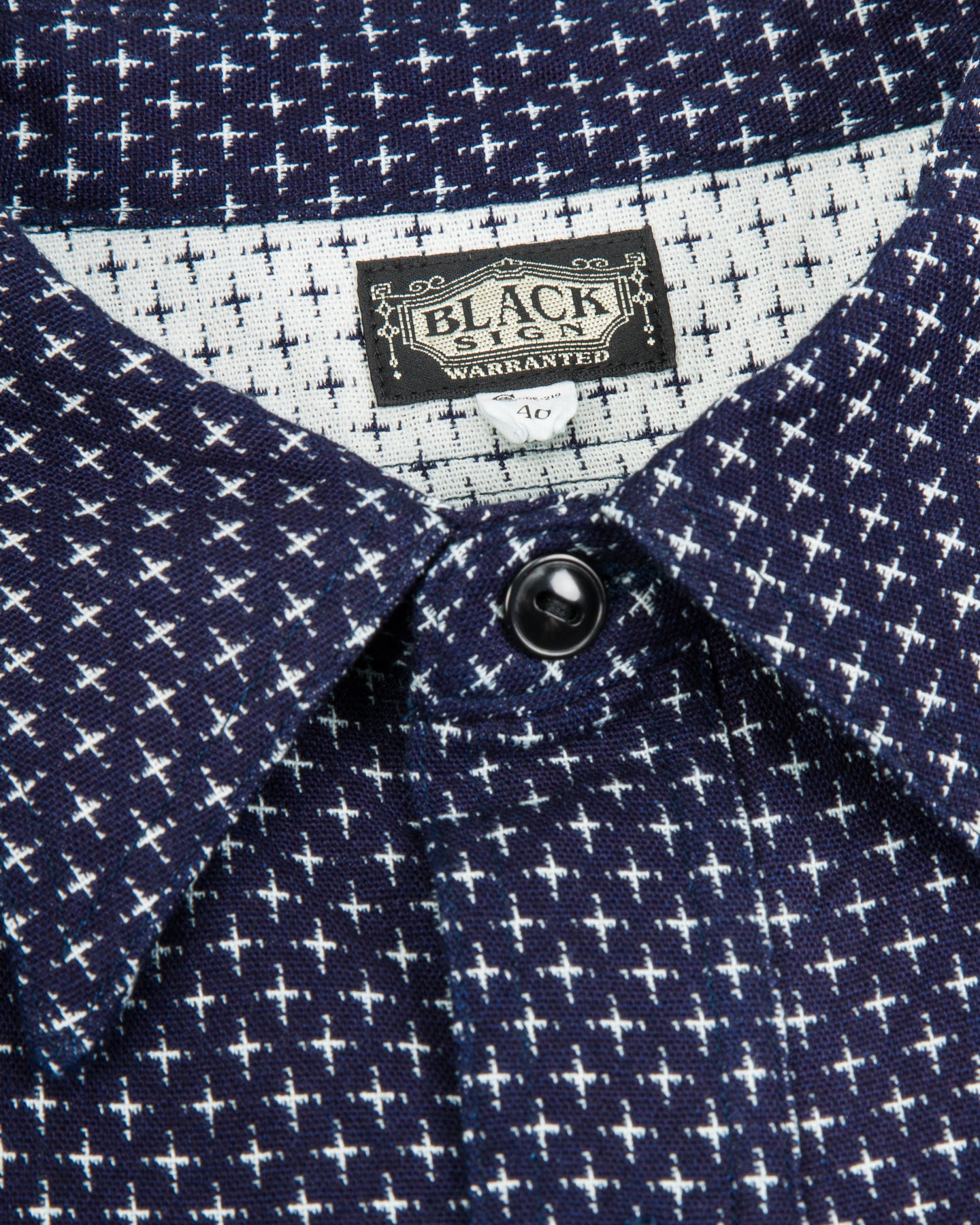 Black Sign Jacquard Cross Open Pocket Work Shirt - Dark Indigo - Standard & Strange