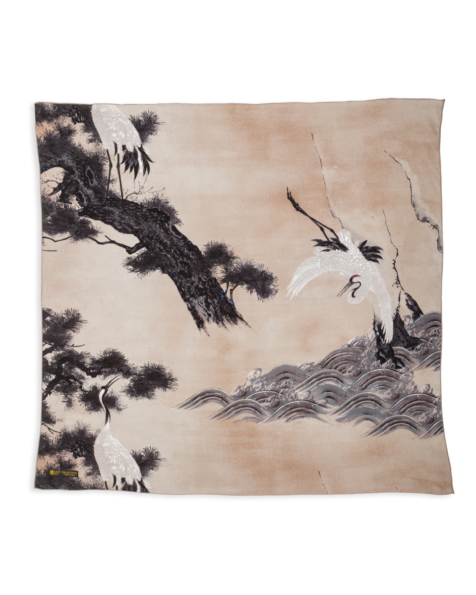 Black Sign "Jyakuchu Ito" Scarf - Hakutsuru-Zu - Standard & Strange