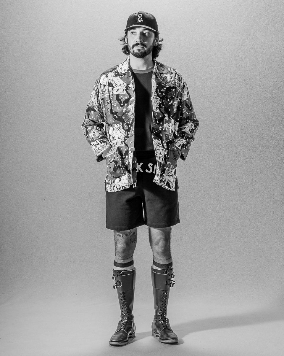 Black Sign "Kuniyoshi Utagawa" Night Hawaiian Shirt - Yozakura and Skull - Standard & Strange