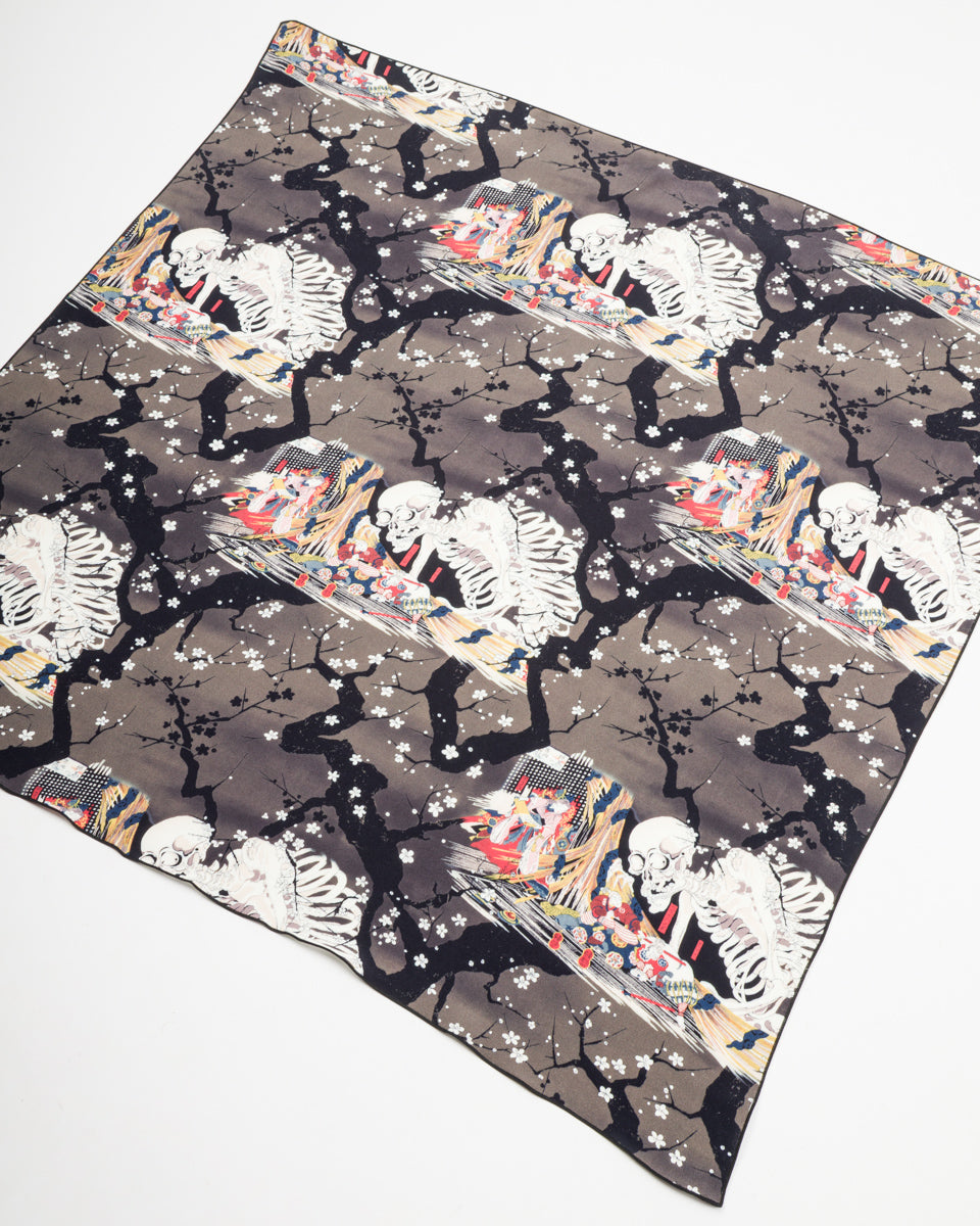 Black Sign "Kuniyoshi Utagawa" Scarf - Yozakura and Skull - Standard & Strange