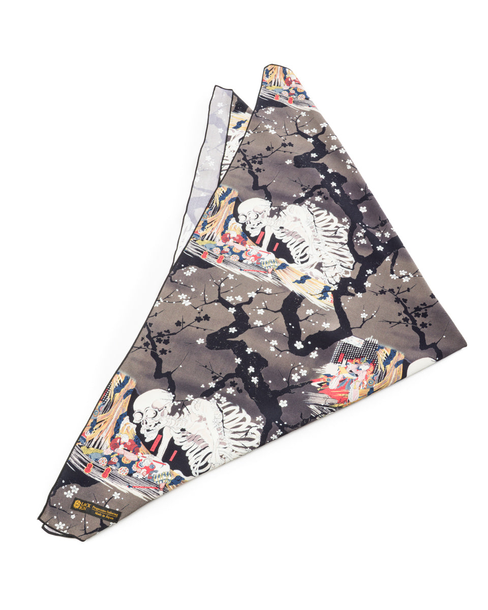 Black Sign "Kuniyoshi Utagawa" Scarf - Yozakura and Skull - Standard & Strange