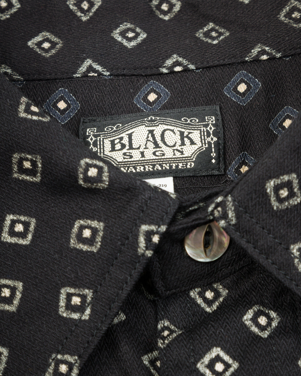 Black Sign Micro HBT Dobby Open Pocket Work Shirt - Midnight Black - Standard & Strange