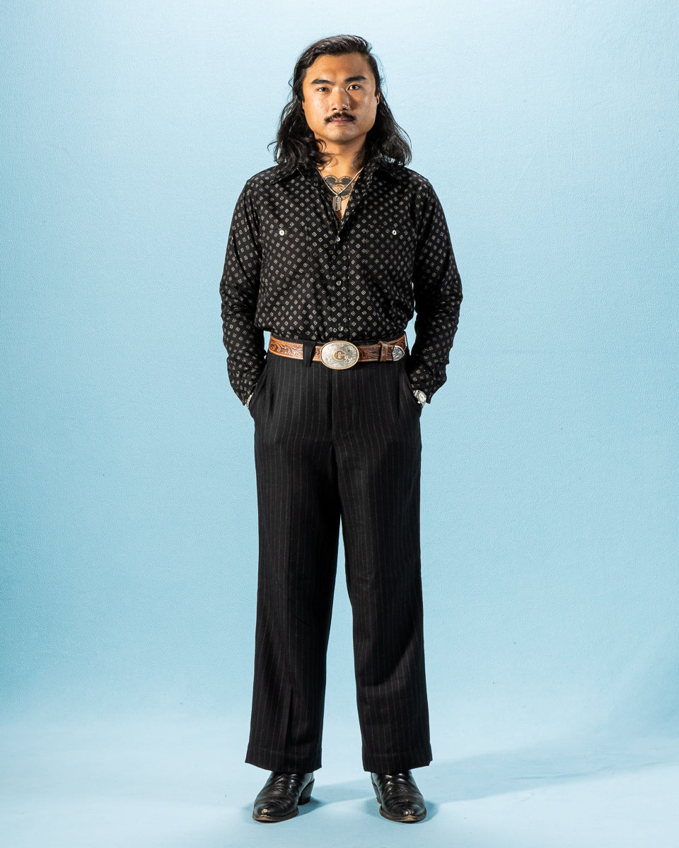 Black Sign Micro HBT Dobby Open Pocket Work Shirt - Midnight Black - Standard & Strange