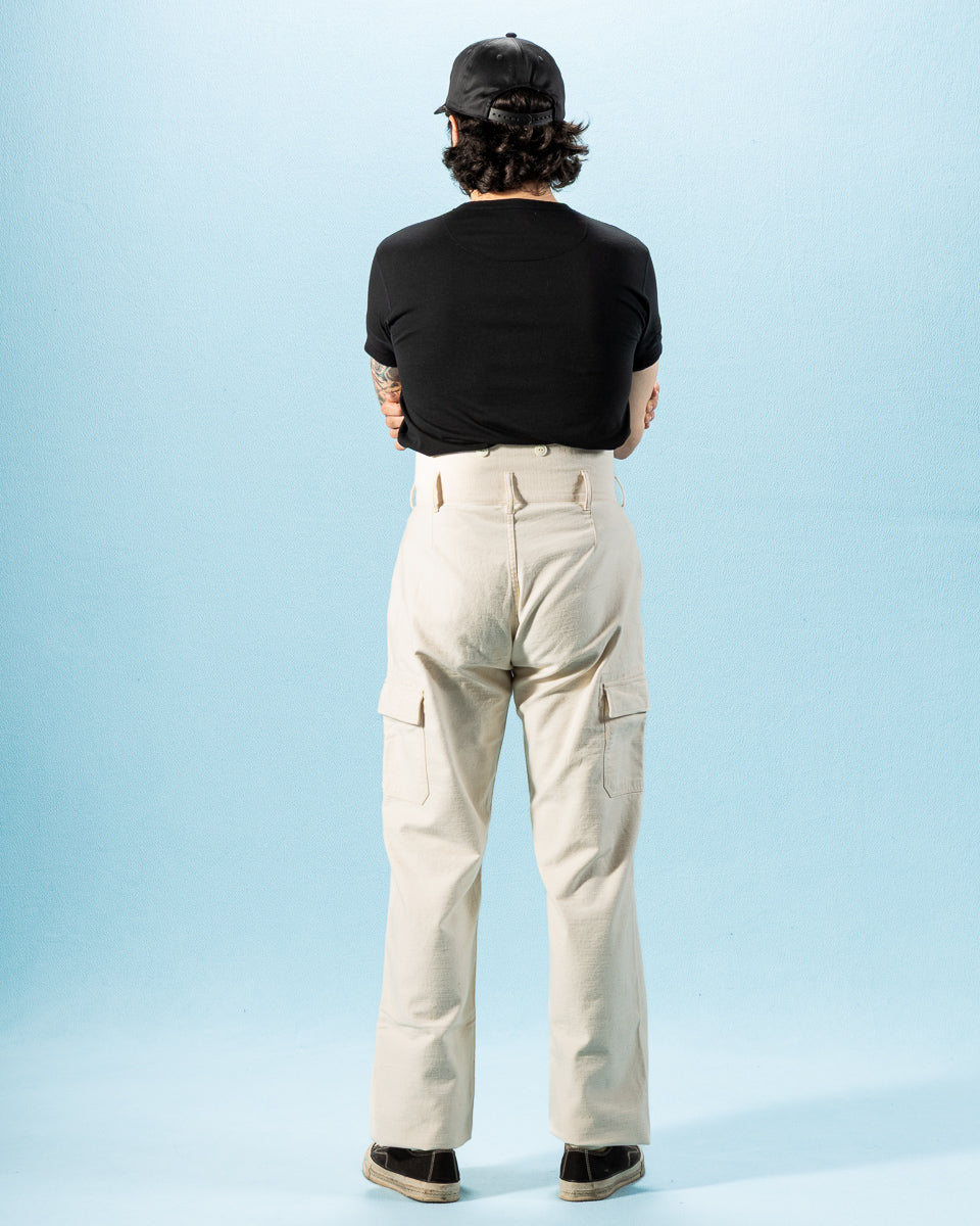 Black Sign Military Back Satin Combat Trousers - Sand White - Standard & Strange